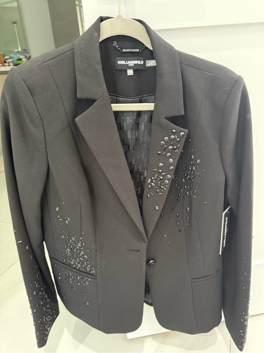 Karl Lagerfeld Black Embellished Women's Blazer